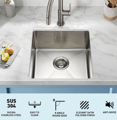 1.2mm Thick Stainless Steel Kitchen Sink Brushed Silver Color For Laundry Room