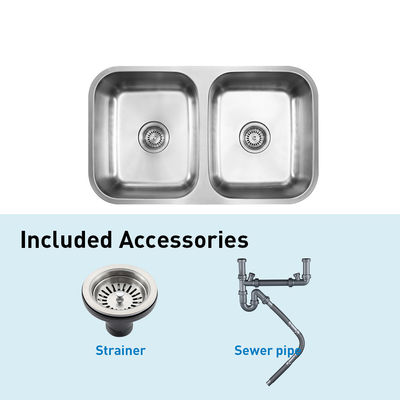 Rectangular 304 Stainless Steel Kitchen Sink Double Bowl For Garages Outdoors ODM