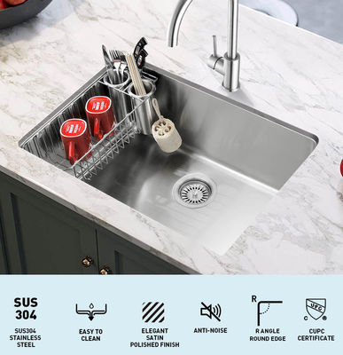 Soundproofing 18 Gauge Stainless Steel Sink , Undermount Kitchen Sink With Strainer