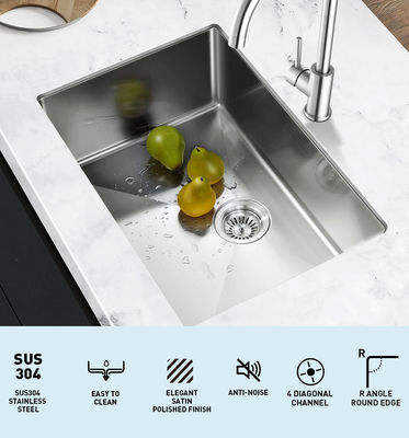 18 Gauge Workstation Stainless Steel Kitchen Sink With Strainer Silver Brushed Finish