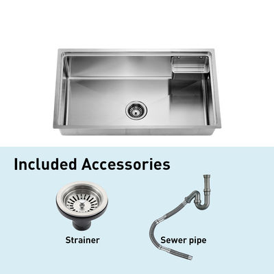 Rectangular 33 Inch Stainless Steel Kitchen Sink With Satin Polished Finish