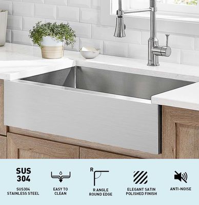 Durable Single Bowl Stainless Steel Farmhouse Sink 33 Inch With SS 304 Material