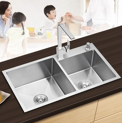 Modern Stainless Steel Kitchen Sink Double Bowl 18 Gauge For Laundry Room OEM