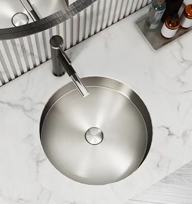 Round Undermount Stainless Steel Vessel Sinks With Pop Up Drain