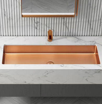 Bathroom Undermount Stainless Steel Vessel Sinks Satin Brushed Finish Rectangular Shape