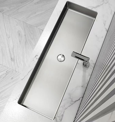 Bathroom Undermount Stainless Steel Vessel Sinks Satin Brushed Finish Rectangular Shape