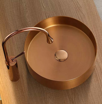 Luxury Modern Stainless Steel Vessel Sink Bowl Brushed Gold Color For Hotel