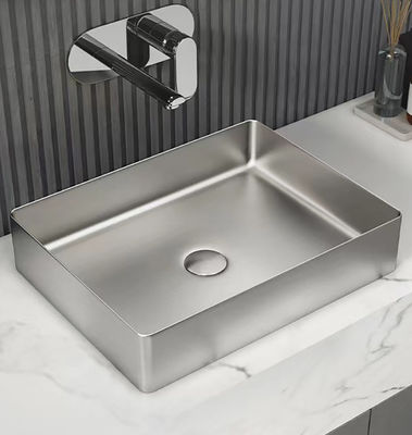 Rectangular Stainless Steel Vessel Sinks Luxury Style With Nano Plating PVD Brushed