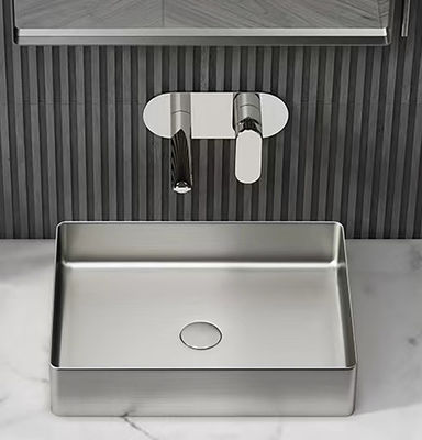 Rectangular Stainless Steel Vessel Sinks Luxury Style With Nano Plating PVD Brushed