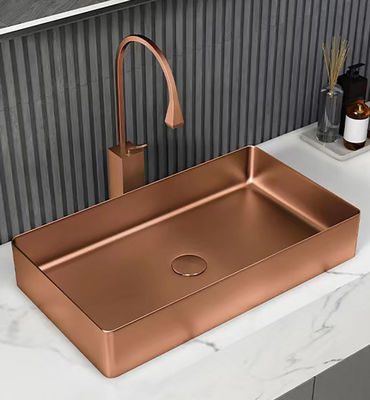 Stainless Steel 304 Luxury Vessel Sinks , Bathroom Wash Sink With Nano Plating PVD Brushed