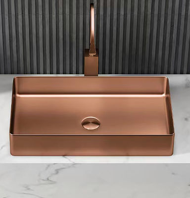 Stainless Steel 304 Luxury Vessel Sinks , Bathroom Wash Sink With Nano Plating PVD Brushed