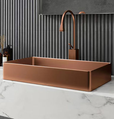 Stainless Steel 304 Luxury Vessel Sinks , Bathroom Wash Sink With Nano Plating PVD Brushed