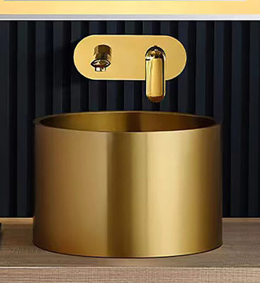 Stainless Steel 304 Stainless Vessel Sinks , Gold Bathroom Sink Bowl For Cabinet Lavatory