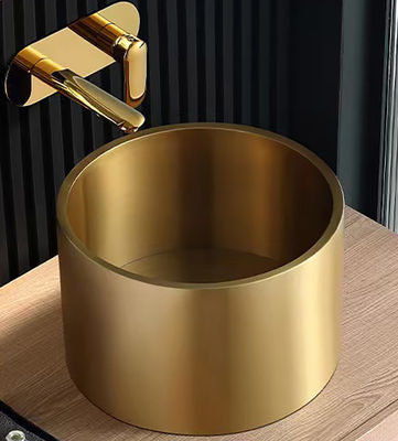 Stainless Steel 304 Stainless Vessel Sinks , Gold Bathroom Sink Bowl For Cabinet Lavatory