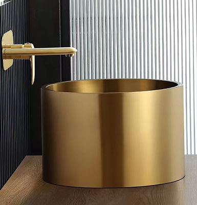 Stainless Steel 304 Stainless Vessel Sinks , Gold Bathroom Sink Bowl For Cabinet Lavatory