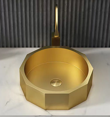 Luxury Stainless Steel Wash Basin , Brushed Gold Vanity Vessel Sink OEM ODM