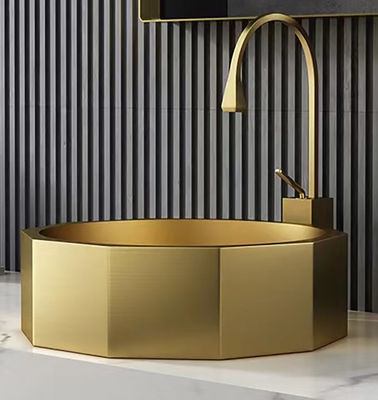 Luxury Stainless Steel Wash Basin , Brushed Gold Vanity Vessel Sink OEM ODM