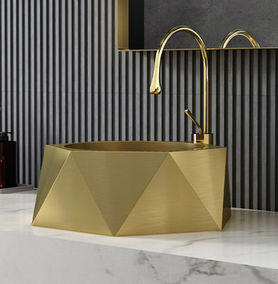 Diamond Shaped 304 Stainless Steel Vessel Sinks For Bathroom Counter