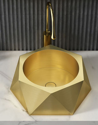 Diamond Shaped 304 Stainless Steel Vessel Sinks For Bathroom Counter