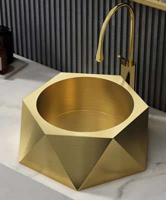 Diamond Shaped 304 Stainless Steel Vessel Sinks For Bathroom Counter