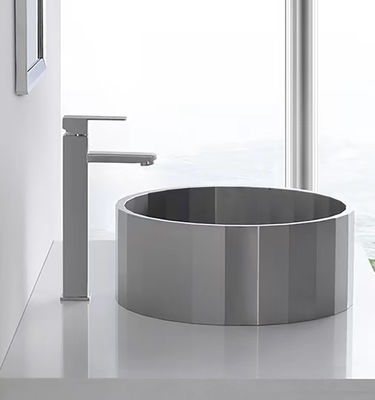 Oval Shaped Stainless Steel Vessel Bathroom Sinks With Matte Black Matte Grey Color