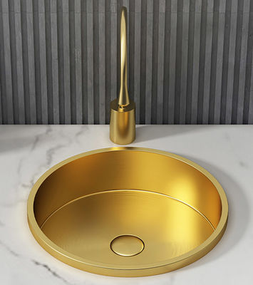 Bathroom Top Mount Vessel Sink Bowl Round Shape With Satin Brushed Finish