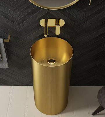 Luxury Metal Sink Pedestal , Freestanding Pedestal Basin Stainless Steel 304 Material