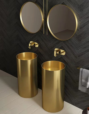 Luxury Metal Sink Pedestal , Freestanding Pedestal Basin Stainless Steel 304 Material