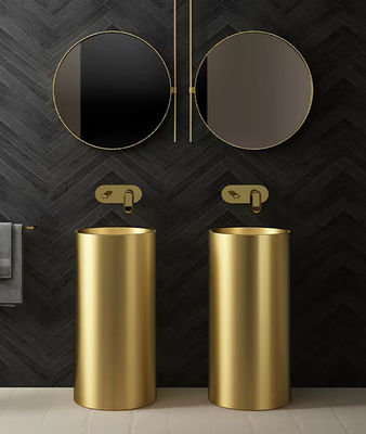 Luxury Metal Sink Pedestal , Freestanding Pedestal Basin Stainless Steel 304 Material
