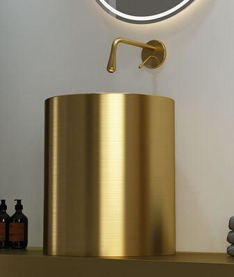 Freestanding Column Stainless Steel Pedestal Sink For Courtyard Hotel