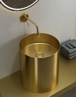 Freestanding Column Stainless Steel Pedestal Sink For Courtyard Hotel