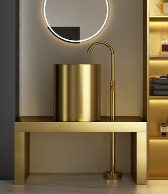 Freestanding Column Stainless Steel Pedestal Sink For Courtyard Hotel