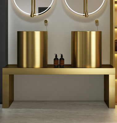 Freestanding Column Stainless Steel Pedestal Sink For Courtyard Hotel