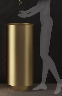 Floor Standing Round Pedestal Bathroom Sink Basin With 304 Stainless Steel Material