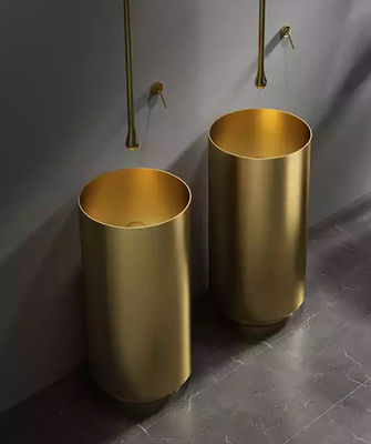 Floor Standing Round Pedestal Bathroom Sink Basin With 304 Stainless Steel Material