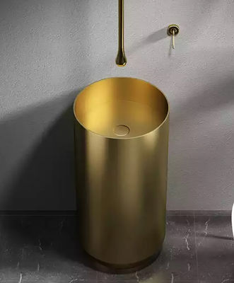 Floor Standing Round Pedestal Bathroom Sink Basin With 304 Stainless Steel Material