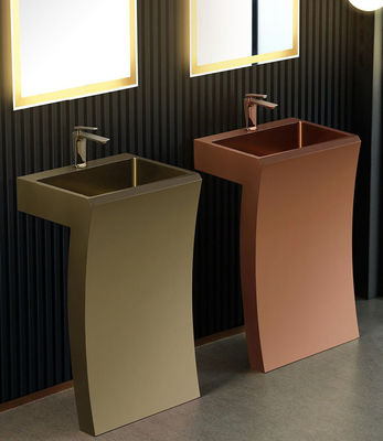 Modern Vanity Stainless Steel Pedestal Sink Floor Standing 7 Shape