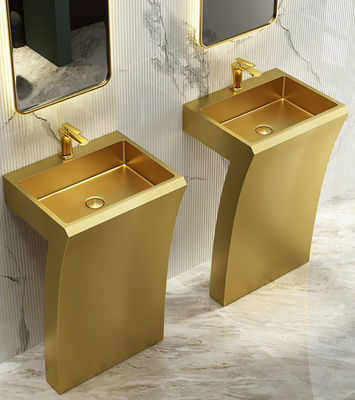 Modern Vanity Stainless Steel Pedestal Sink Floor Standing 7 Shape