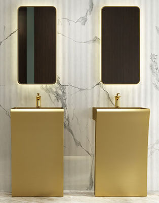 Modern Vanity Stainless Steel Pedestal Sink Floor Standing 7 Shape