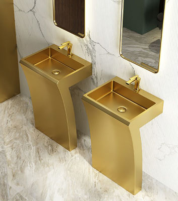 Modern Vanity Stainless Steel Pedestal Sink Floor Standing 7 Shape