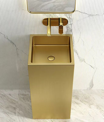 Modern Column Square Pedestal Bathroom Sink Floor Standing SUS304 Material