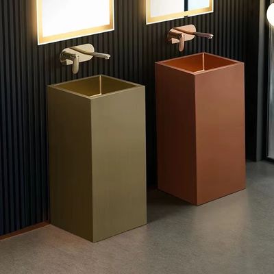 Modern Column Square Pedestal Bathroom Sink Floor Standing SUS304 Material