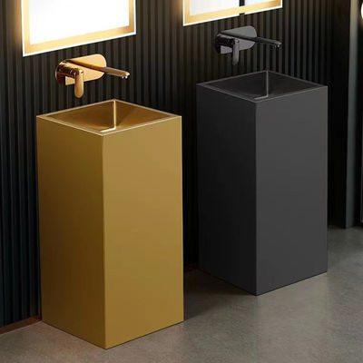Modern Column Square Pedestal Bathroom Sink Floor Standing SUS304 Material