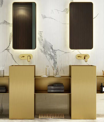 Modern Column Square Pedestal Bathroom Sink Floor Standing SUS304 Material