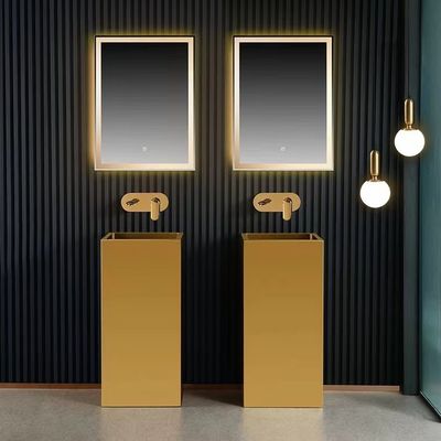 Modern Column Square Pedestal Bathroom Sink Floor Standing SUS304 Material