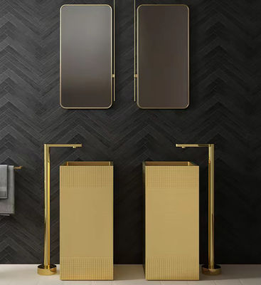 Matte Finished Stainless Steel Pedestal Sink SUS304 Material For Bathroom