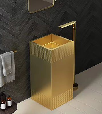 Matte Finished Stainless Steel Pedestal Sink SUS304 Material For Bathroom