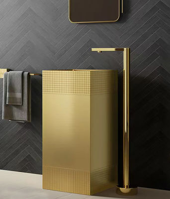 Matte Finished Stainless Steel Pedestal Sink SUS304 Material For Bathroom