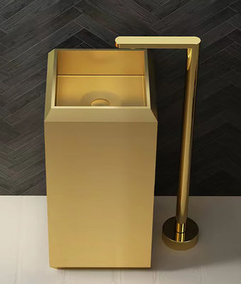 Square Stainless Steel Free Standing Washbasin Sink With PVD Nano Plating Brushed Finish