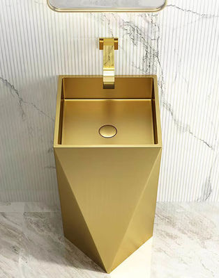 Brushed Finish Irregular Stainless Steel Pedestal Sink Floor Standing For Bathroom
